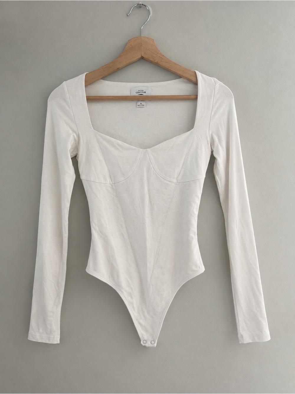 Babaton: Long-Sleeve Square Neck Bodysuit in Ivory